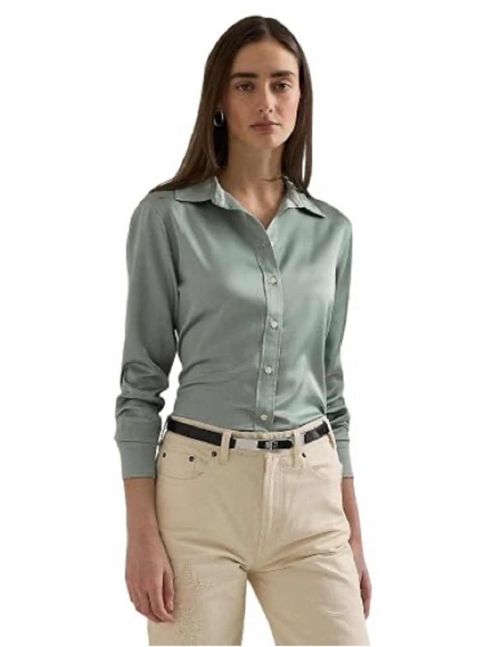 Ralph Lauren sage green satin shirt 3x